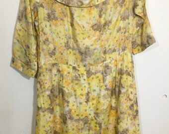 Vintage handmade mustard floral dress