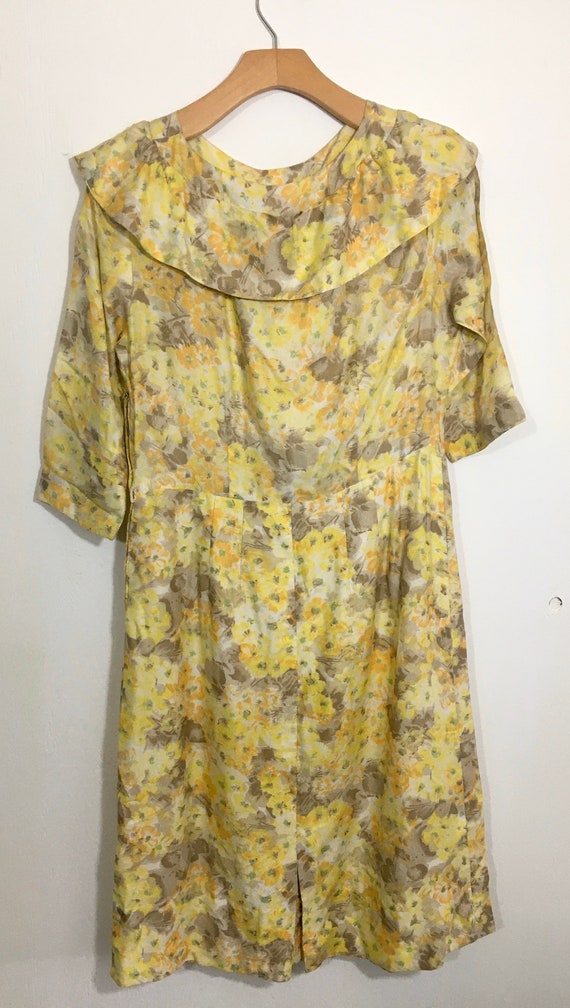 Vintage handmade mustard floral dress - image 1