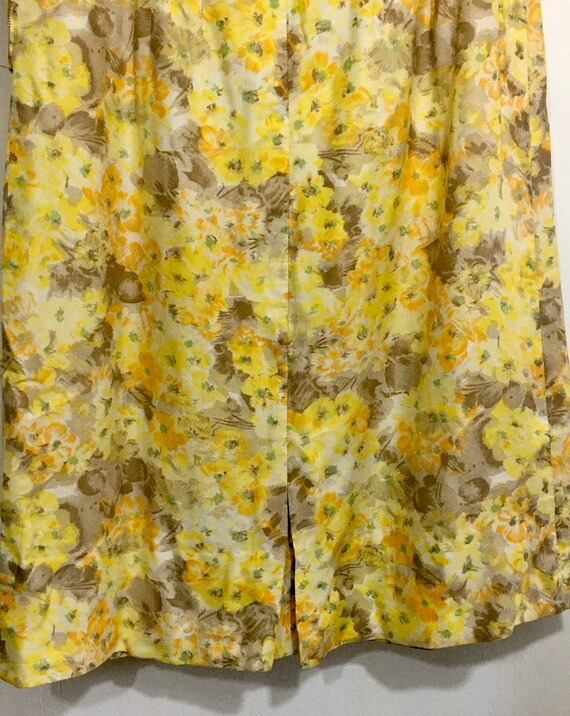 Vintage handmade mustard floral dress - image 3