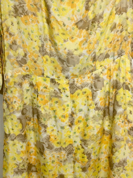 Vintage handmade mustard floral dress - image 9