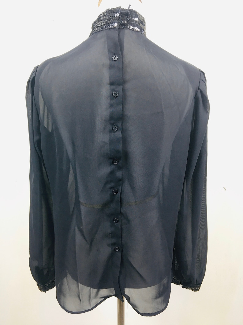 Oscar De La Renta Sheer Sequin Blouse