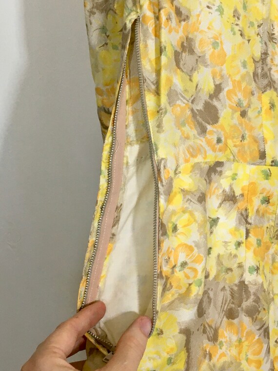 Vintage handmade mustard floral dress - image 7