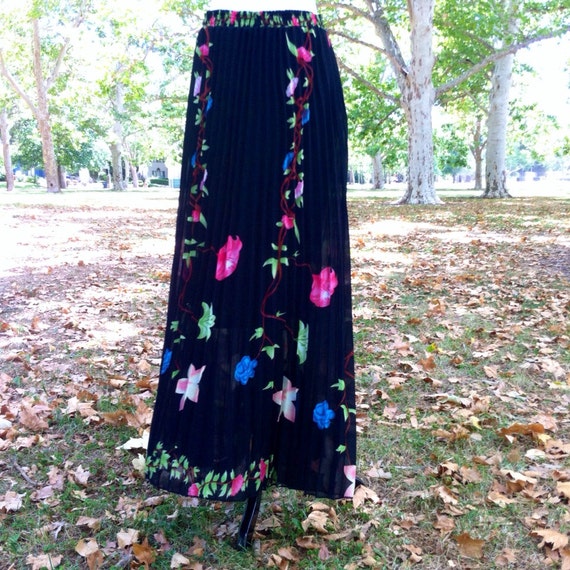 Vintage boho maxi floral skirt - image 4