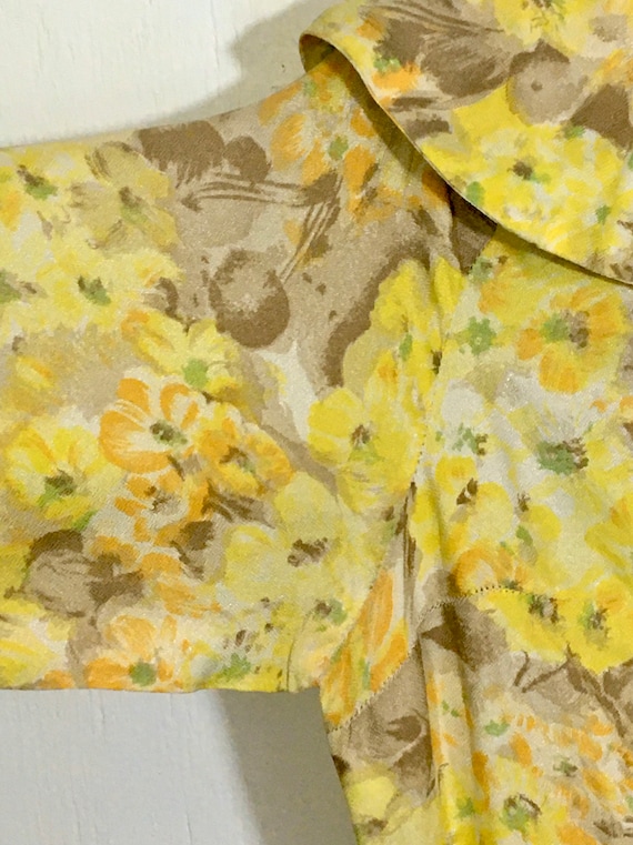 Vintage handmade mustard floral dress - image 5