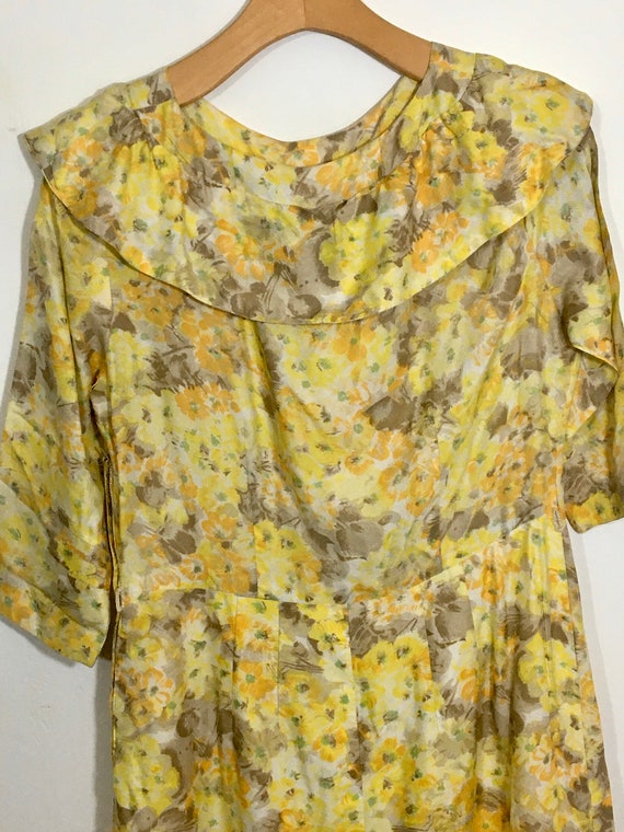 Vintage handmade mustard floral dress - image 4