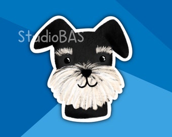 Mini Schnauzer Vinyl Sticker - Black and Silver