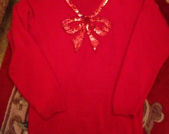 Vintage Red Sequin Sweater