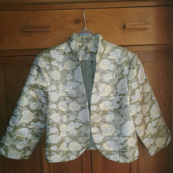 Vintage Topshop Brocade Lurex Cropped Bolero Jacket