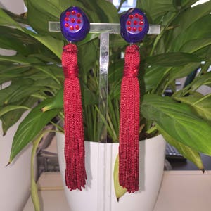 Upcycled Vintage Clip-on Tassel Earrings image 1