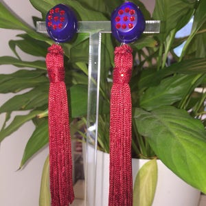 Upcycled Vintage Clip-on Tassel Earrings image 3