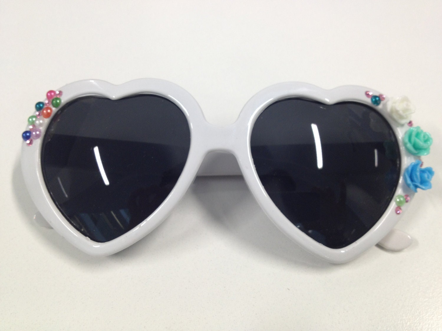 Lolita Heart Sunglasses With Flowers and Rhinestones - Etsy