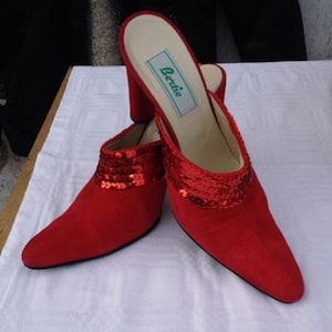 Vintage Bertie Red Sequin Mules WOW