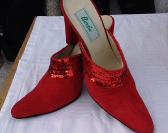 Vintage Bertie Red Sequin Mules WOW