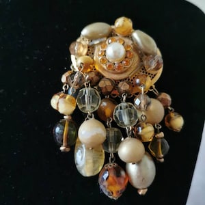 Vintage Multi Bead Drop Brooch