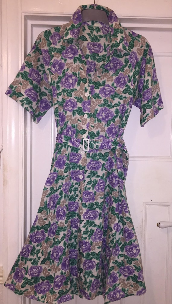 Vintage 1950s Shirt Dress / Tea Dress