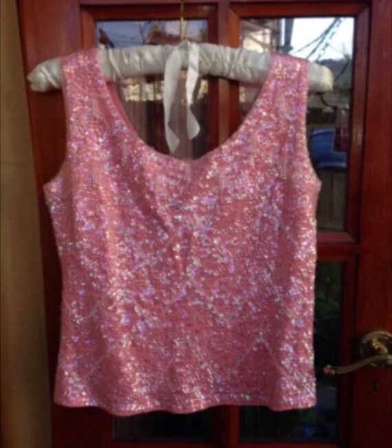 Vintage 50s 60s Beaded Sequin Top