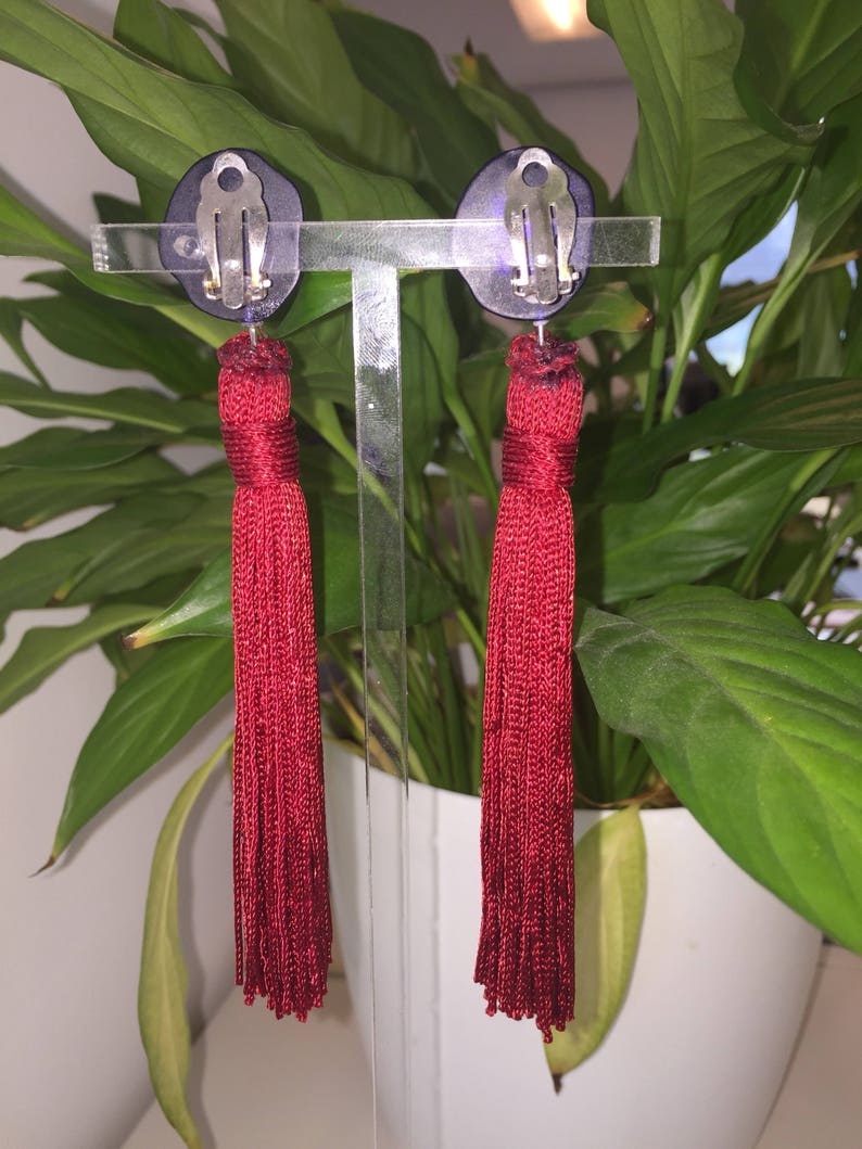 Upcycled Vintage Clip-on Tassel Earrings image 4