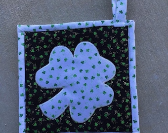 Shamrock pot holders- heat resistant trivet-holiday pot holder