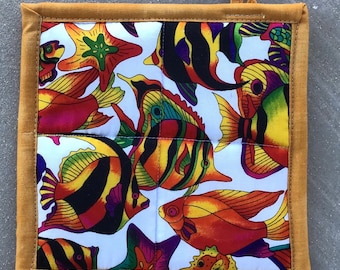 Tropical fish pot holder-fish trivet-heat resistant-washable pot holder