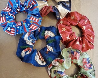 Patriotic Hair scrunchies-hair ties-ponytail holder-RWB hair ties