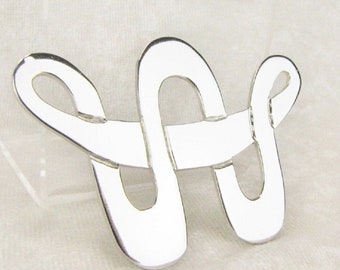 Modernist Infinity Brooch Pin In Sterling Silver, Vintage, Unique Geometric Artisan Statement Brooch