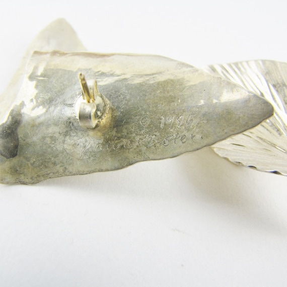 Statement Sterling Silver Leaf Earrings, Signed D… - image 5