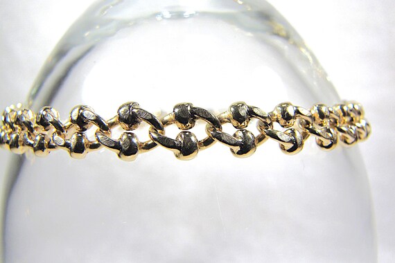 14K Solid Gold Bracelet, Specialty Chain Link Bra… - image 8