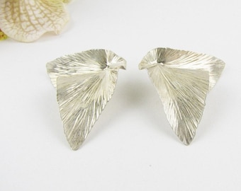 Stunning Statement Sterling Silver Leaf Earrings, Edgy Bohemian Unique Nature, Mothers Day Gift For Wife, Mom, Girlfriend, By Patty Daunis