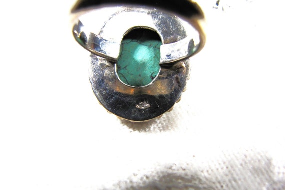 Astounding Oval Blue Turquoise Ring Natural Black… - image 9