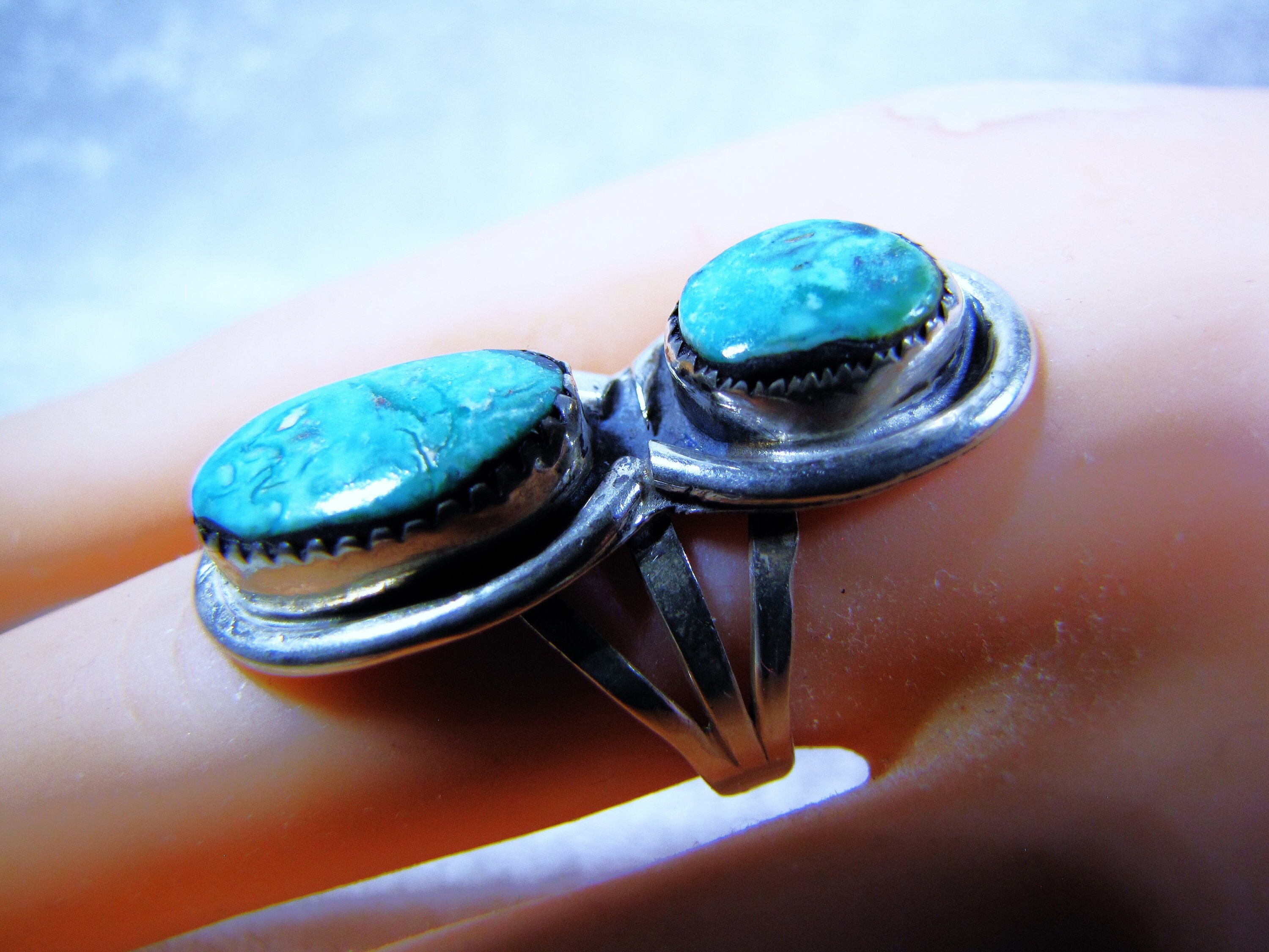 Fascinating Native American Navajo Blue Gem Turquoise Sterling Silver Spiral Earrings Fascinating Native American Navajo Blue Gem Turquoise Sterling Silver Spiral Earrings