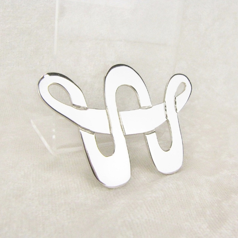 Unique Large Geometric Artisan Statement Brooch Vintage Sterling Silver Modernist Collar Infinity Brooch Pin Fine Mexican Jewelry