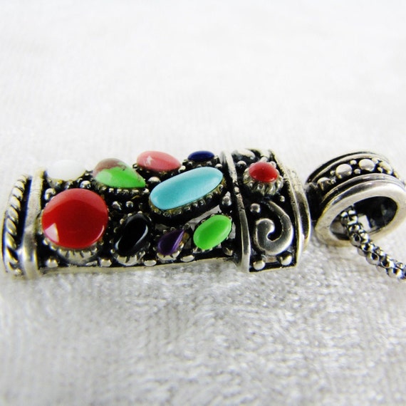 Turquoise Coral Multi Stone and Sterling Silver P… - image 5