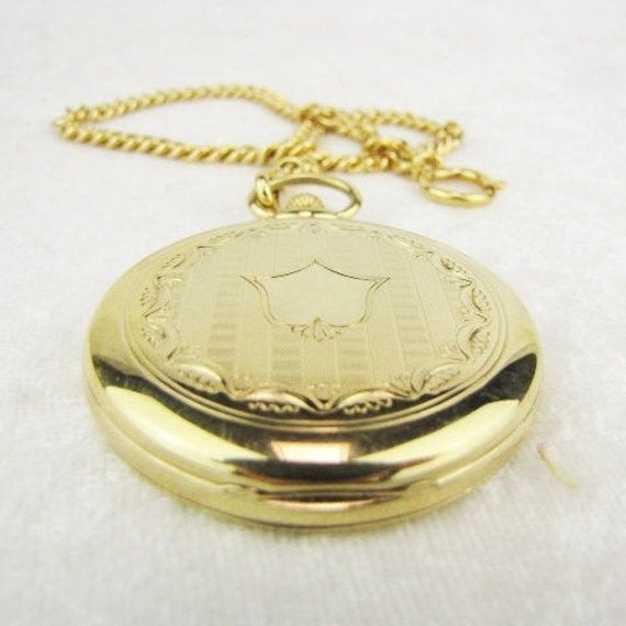 Vintage Men's Gold Plated Pocket Watch & Chain, G… - image 4