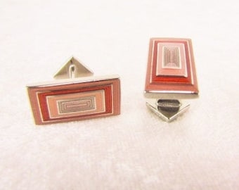 Geometric Enamel Mens Cufflinks, Art Deco,  Cool Groom Wedding Cuff Links,Fathers Day Gift For Him. Dad, Husband, Brother by Robert Talbott