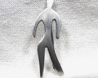 Otto Robert Bade Sterling Silver Figural Pin, Mid Century Modernist Brooch