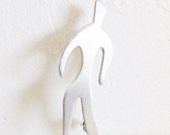 Mid Century Figural Lapel Pin, Sterling Silver, Retro Minimalist Jewelry, Small Brooch, Unique Modern Pin By The Famous Otto Robert Bade