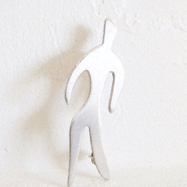 Mid Century Figural Lapel Pin, Sterling Silver, Retro Minimalist Jewelry, Small Brooch, Unique Modern Pin By The Famous Otto Robert Bade