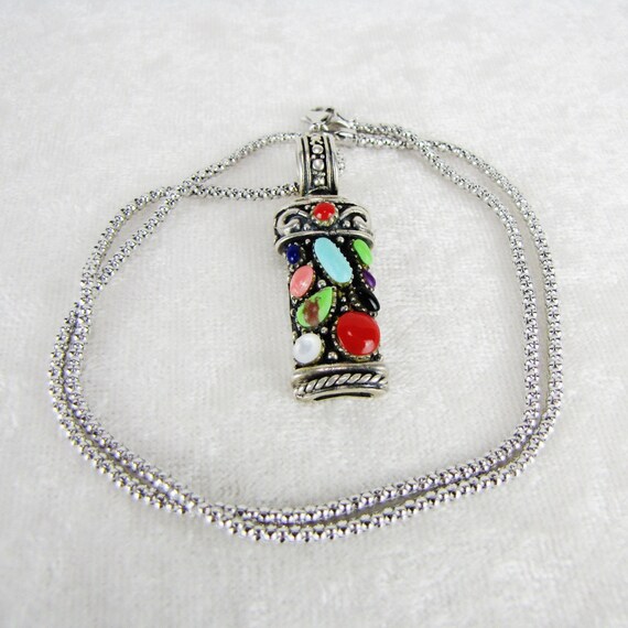 Turquoise Coral Multi Stone and Sterling Silver P… - image 7