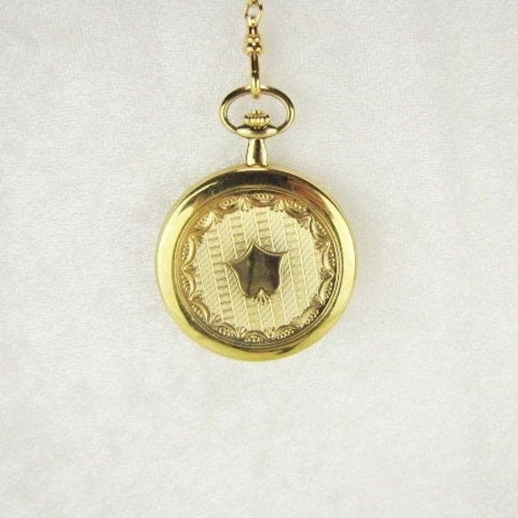 Vintage Men's Gold Plated Pocket Watch & Chain, G… - image 8