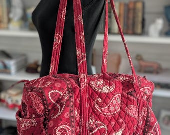 Vintage Vera Bradley Mesa Red Quilted Duffle Bag // Retired Pattern