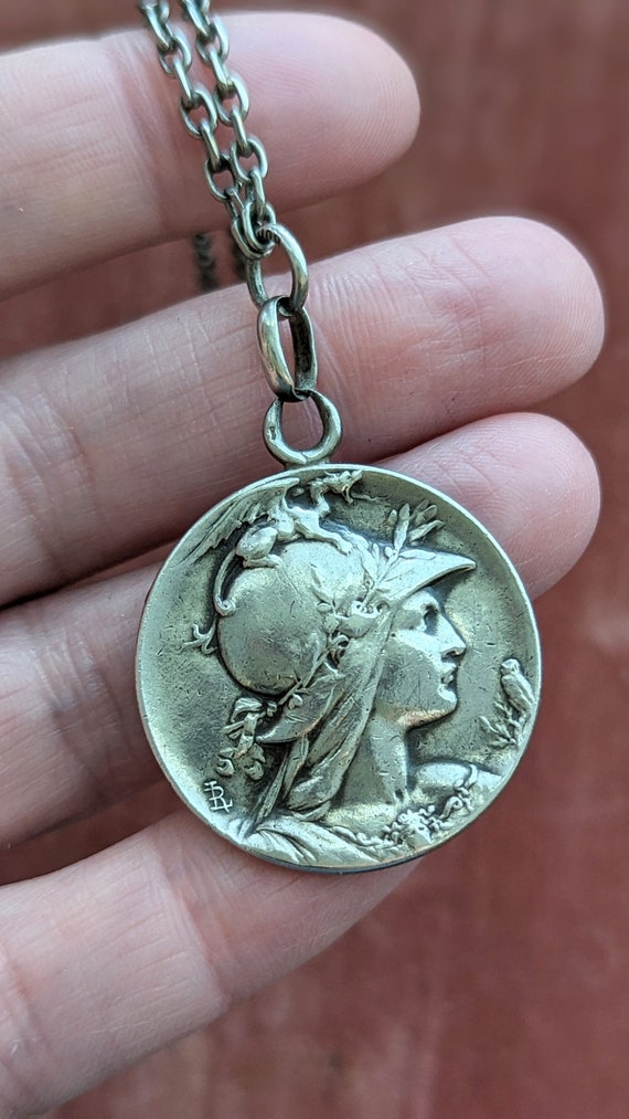 Antique French Silver Double Sided Goddess Athena… - image 8