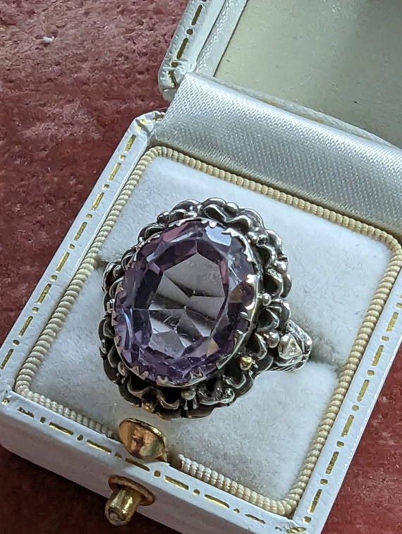 Antique Amethyst and Sterling Silver Arts and Craf