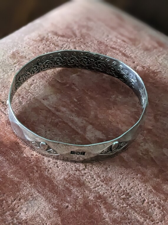 Antique Egyptian Silver Figural Bangle Bracelet /… - image 6