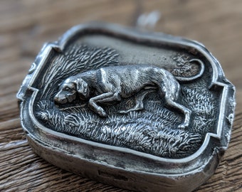 Vintage Henryk Winograd Pure Silver (999 Silver)  Dog Pendant // Hunting Dog // Incredible Repousse Silver // Rare Design