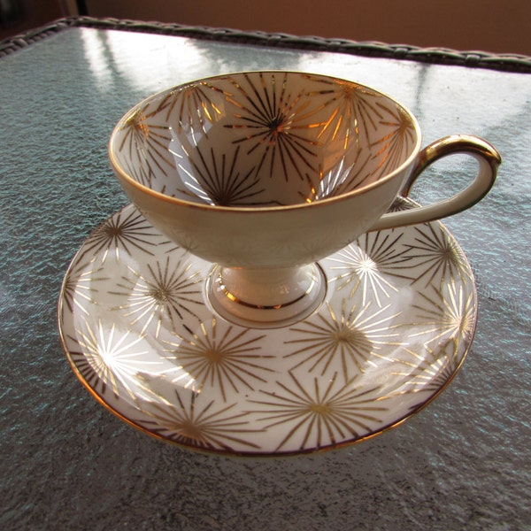 Vintage 60er Jahre Bayerische Gold Sterne Demitasse Teetasse und Untertasse