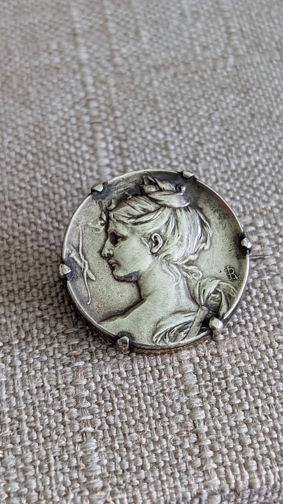 Antique Art Nouveau French Silver Artemis/Diana Br