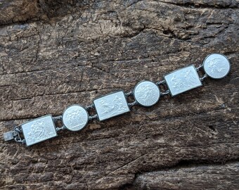 Vintage Scandinavian Sterling & Enamel Bracelet by Meka Denmark // Bertel Thorvaldsen // Classical  // Mythology // Neoclassical