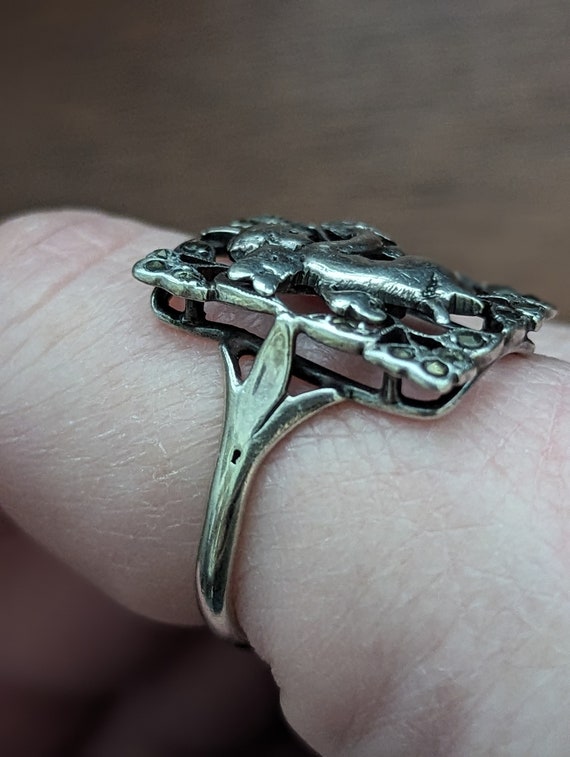 Antique Edwardian Sterling Silver Cherub Ring // … - image 8