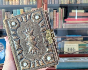 Antique Victorian Small Photo Album // Partially Full // 19th Century