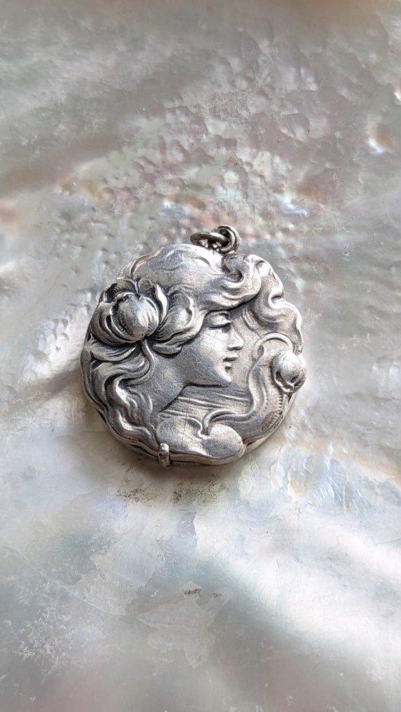 Antique Jugendstil/Art Nouveau 900 Silver Sliding… - image 1